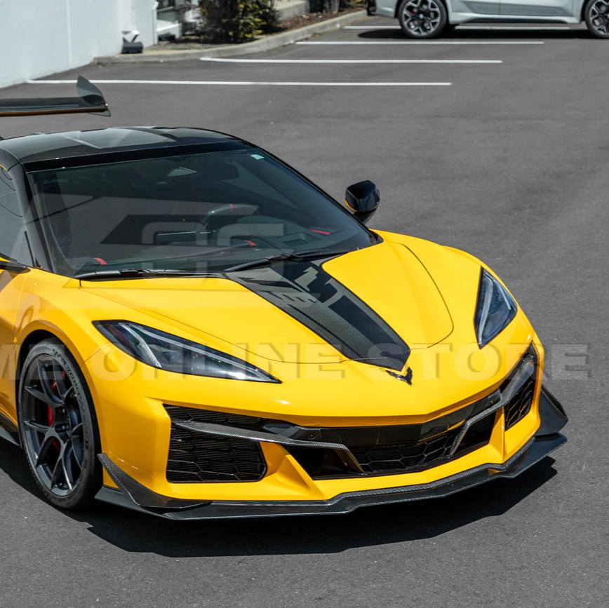 Chevrolet Corvette C8 Z06 Z07 Style Dry Carbon Fiber Extended Front Lip Splitter Canards 2023-Present