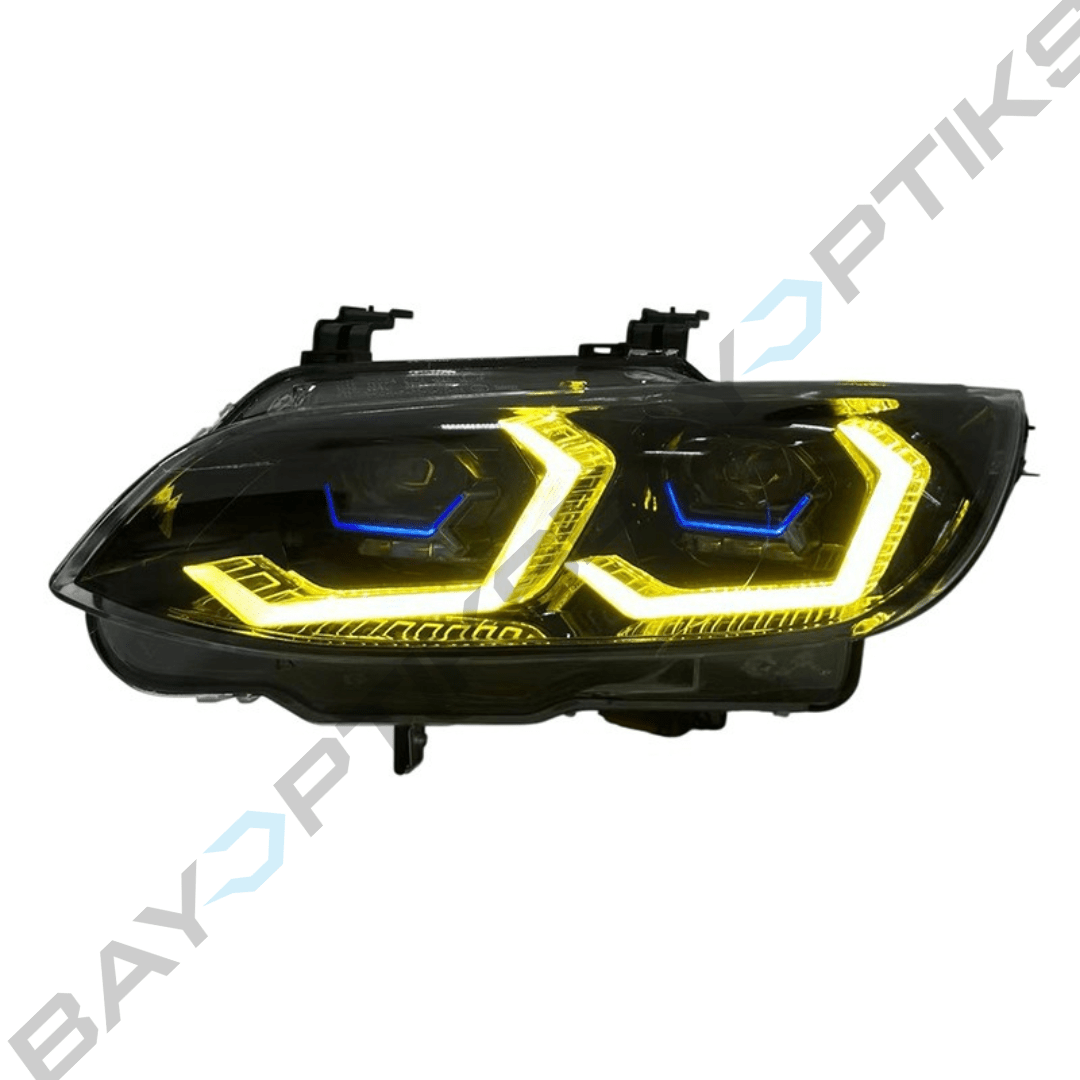 BMW E90 E92 3 Series M3 OSS Yellow White Dual Color Laser Style Headlights 2007-2013