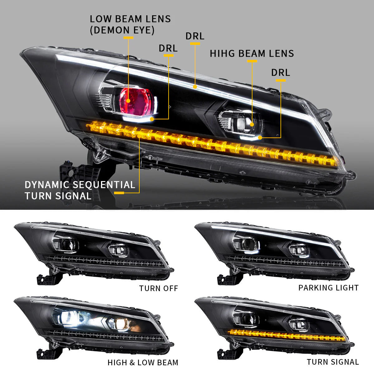 2008 - 2012 Honda Accord Sedan (Not For 2-Door Coupe) LED Headlights