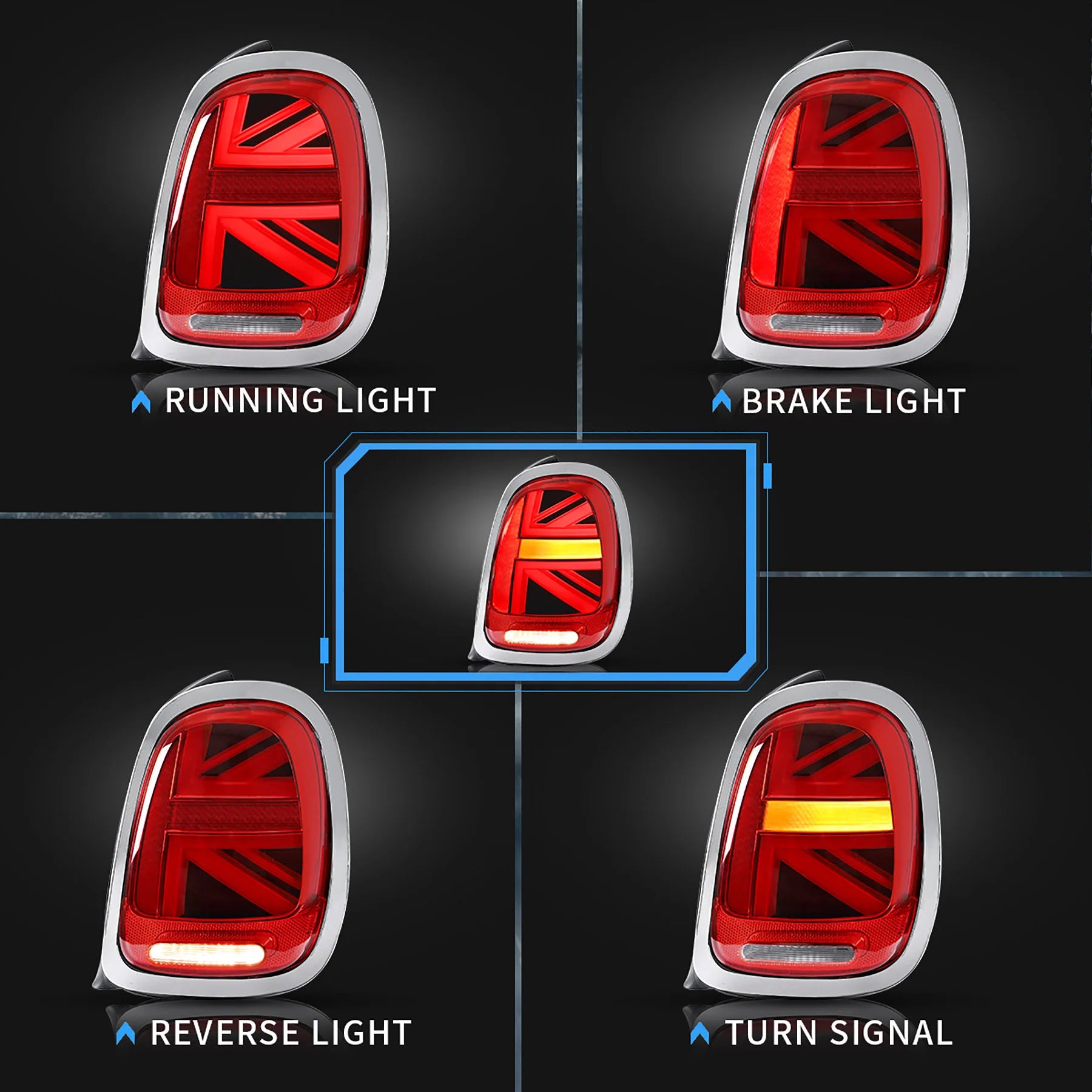 BMW Mini Cooper Hatch F55 F56 F57 Chrome Trim LED Taillights 2014 - 2019