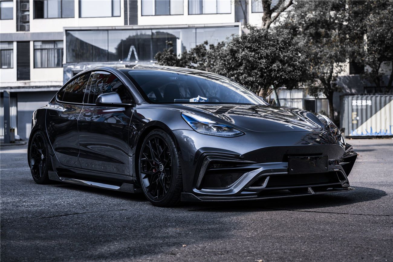 2017 - 2021 Tesla Model 3 IMP Performance Carbon Fiber Side Skirts Under Board