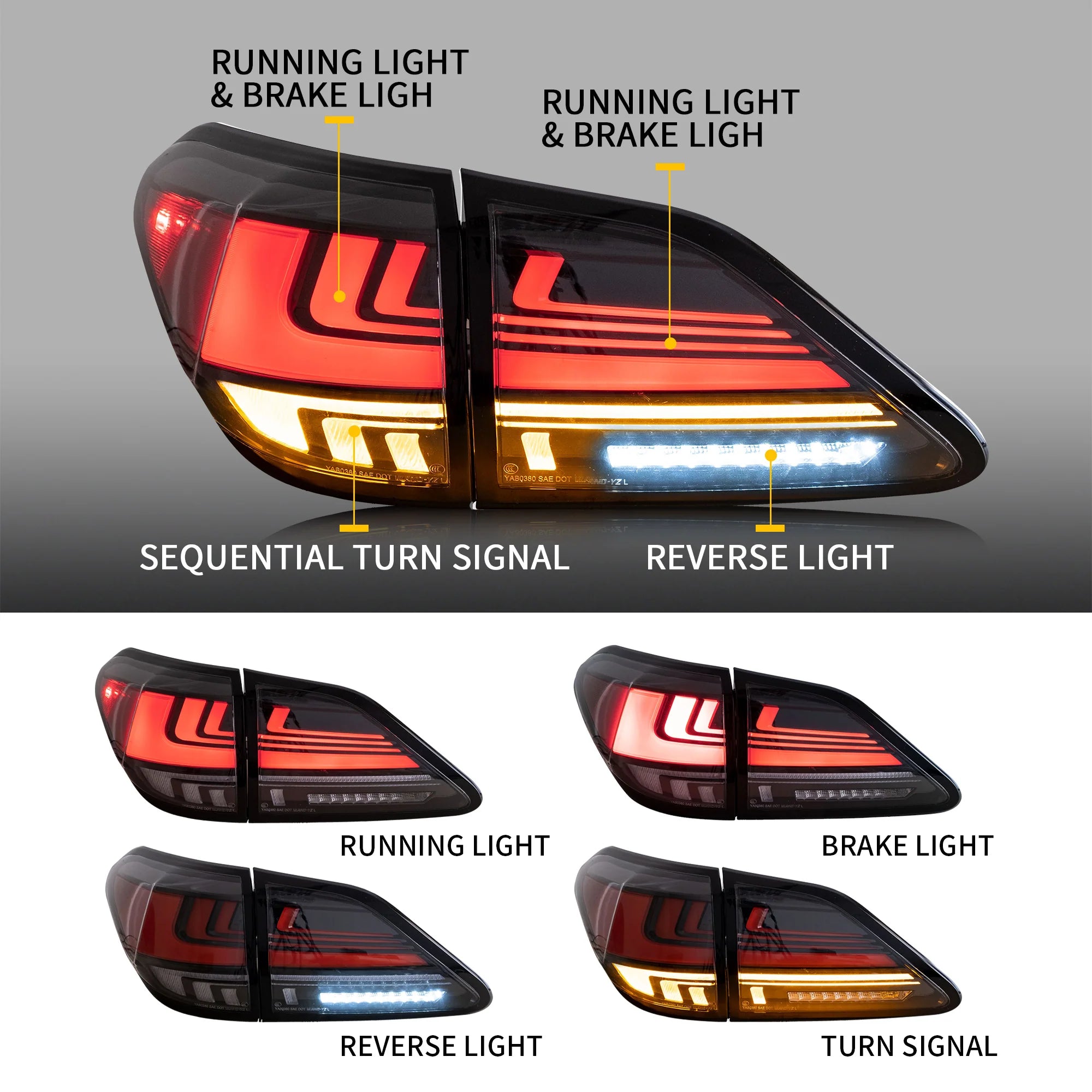 2010 - 2015 Lexus RX 350 450h 270 LED Taillights