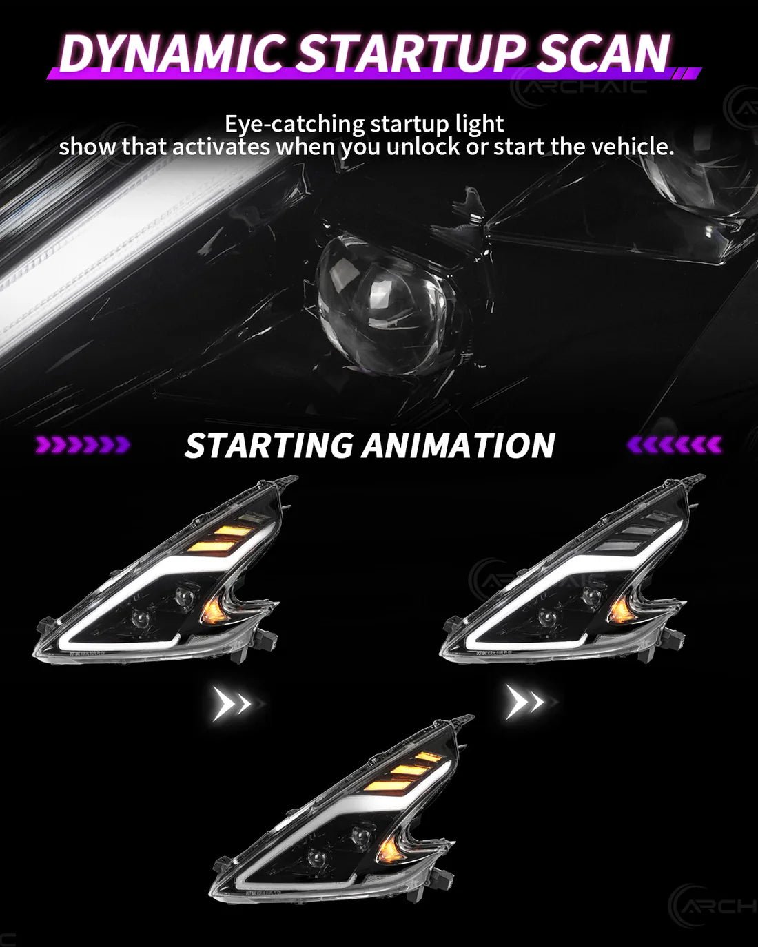 Nissan 370Z Fairlady Z Z34 Full LED Headlights with Startup Animation DRL 2008-2020