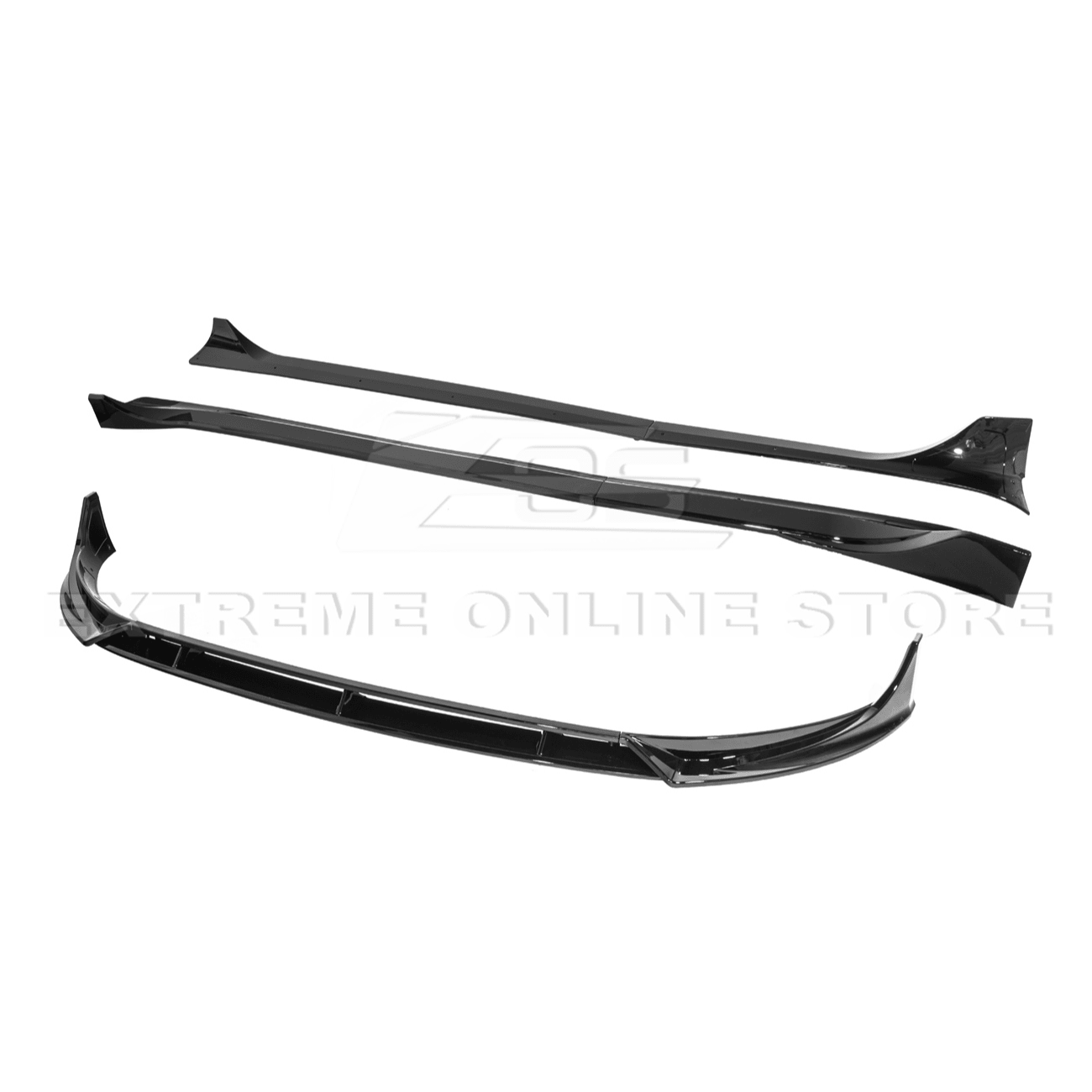 Tesla Model Y Track Style Gloss Black Front Lip Splitter Side Skirts Kit 2025-Up