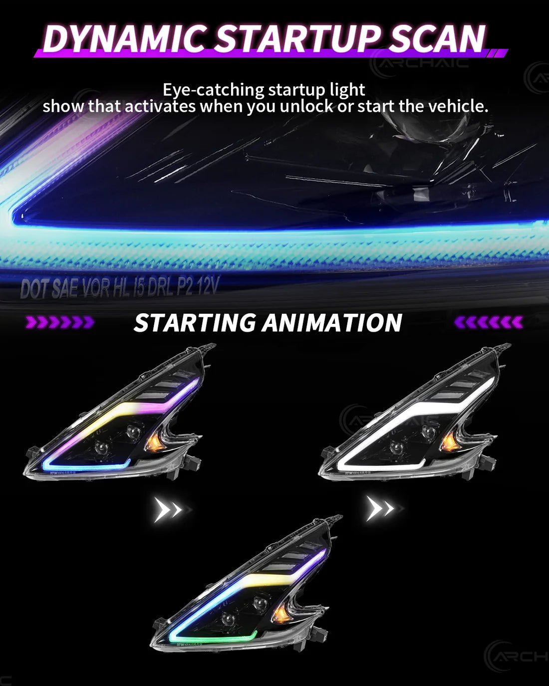 Nissan 370Z Fairlady Z Z34 RGB LED Headlights with App Control 2008-2020