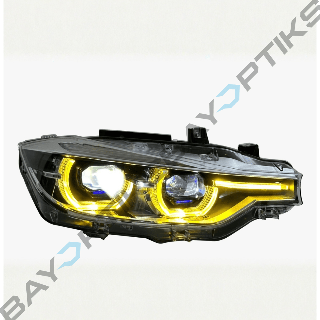 BMW F30 3 Series LCI Style Dual Projector CSL Yellow/White Headlights 2012 - 2019
