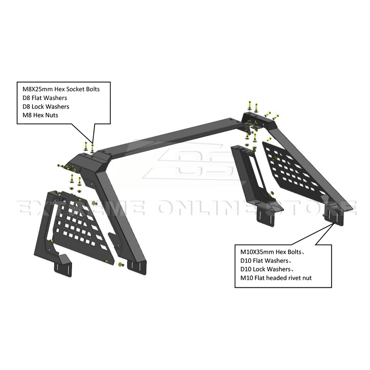 Toyota Tacoma N400 JDM Factory Style Textured Black Rear Bed Sport Roll Bar 2024-Present