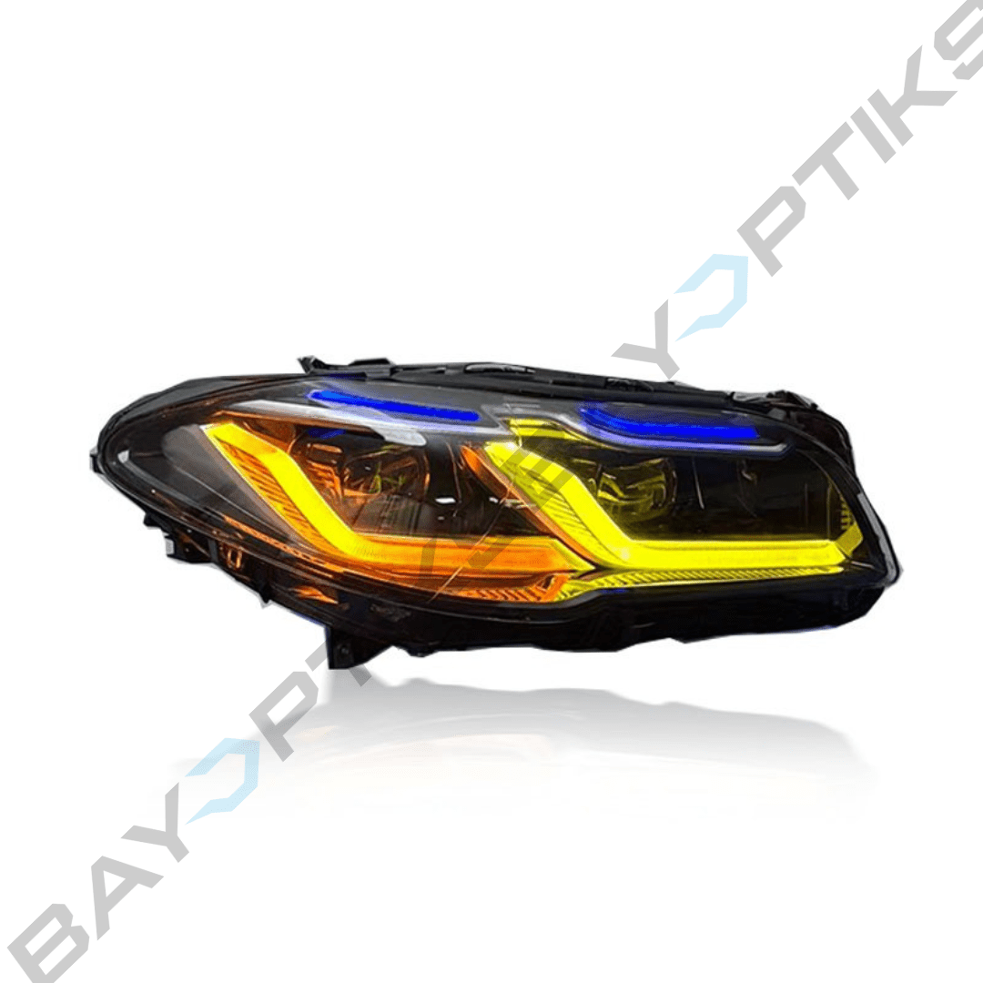 BMW 5 Series F10 Dual Color CSL Yellow/White DRL Laser Style LED Headlights 2011-2017