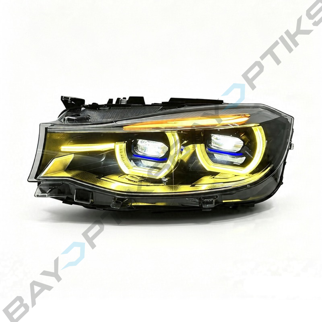 BMW 3 Series GT F34 Laser Style LED Headlights with Yellow/White Angel Eyes 2013-2020