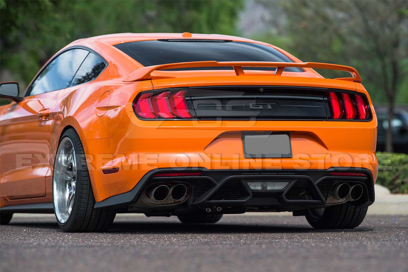 Ford Mustang S550 GT500 Style Rear Diffuser Quad Tips Primer Black 2018-2022