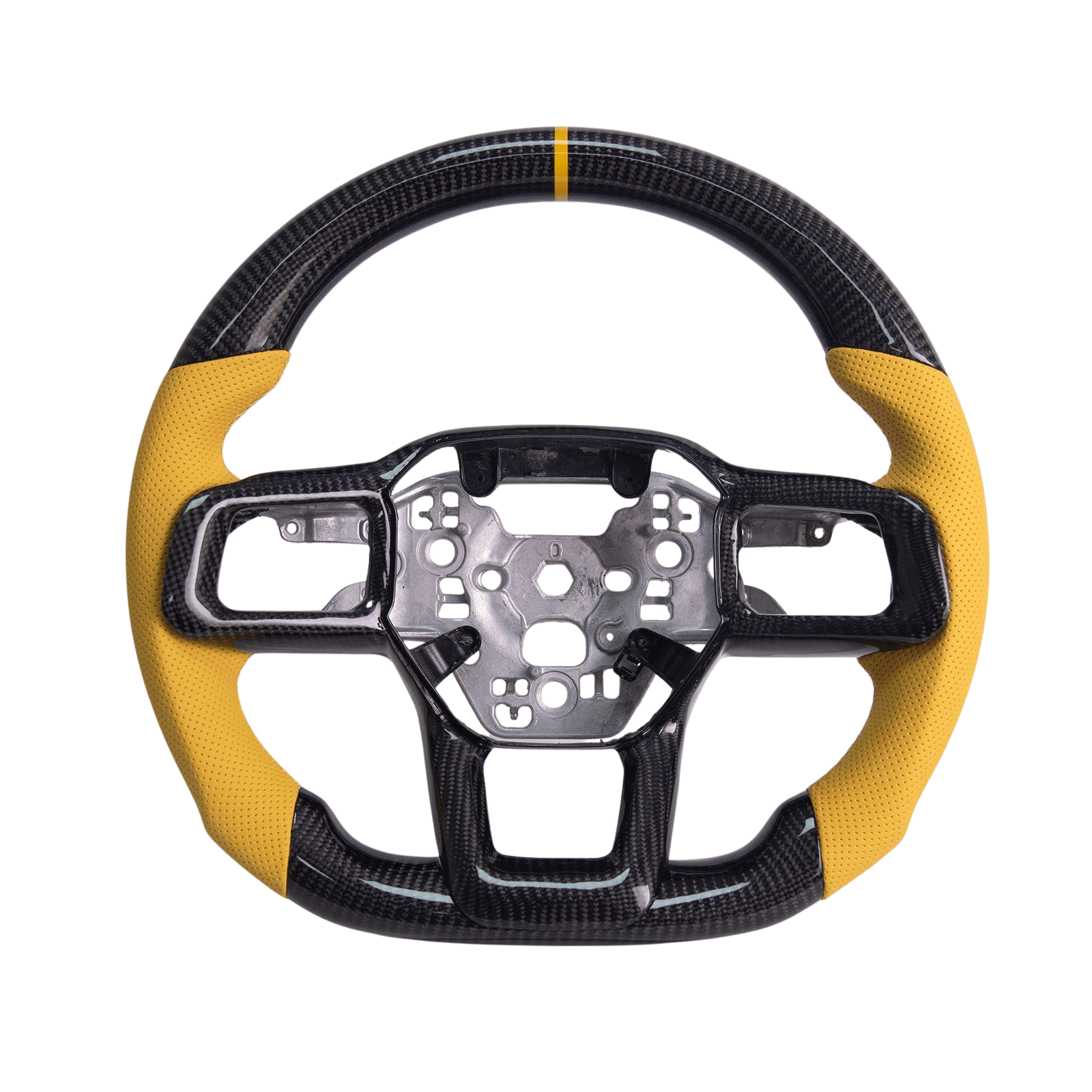 Ford Mustang S650 Carbon Fiber Steering Wheel Yellow Leather Yellow Stitching 2024-Up
