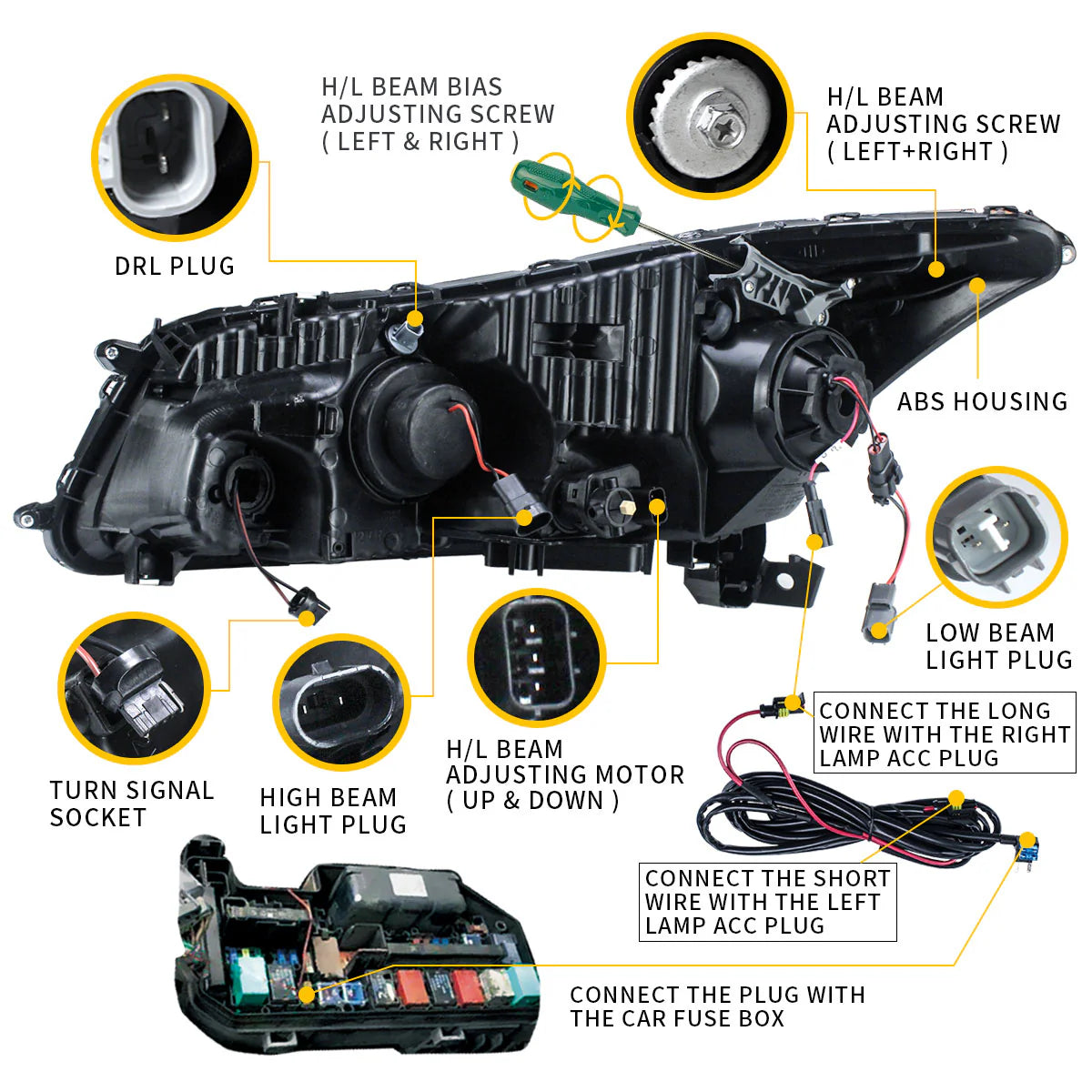 2008 - 2012 Honda Accord Sedan (Not For 2-Door Coupe) LED Headlights
