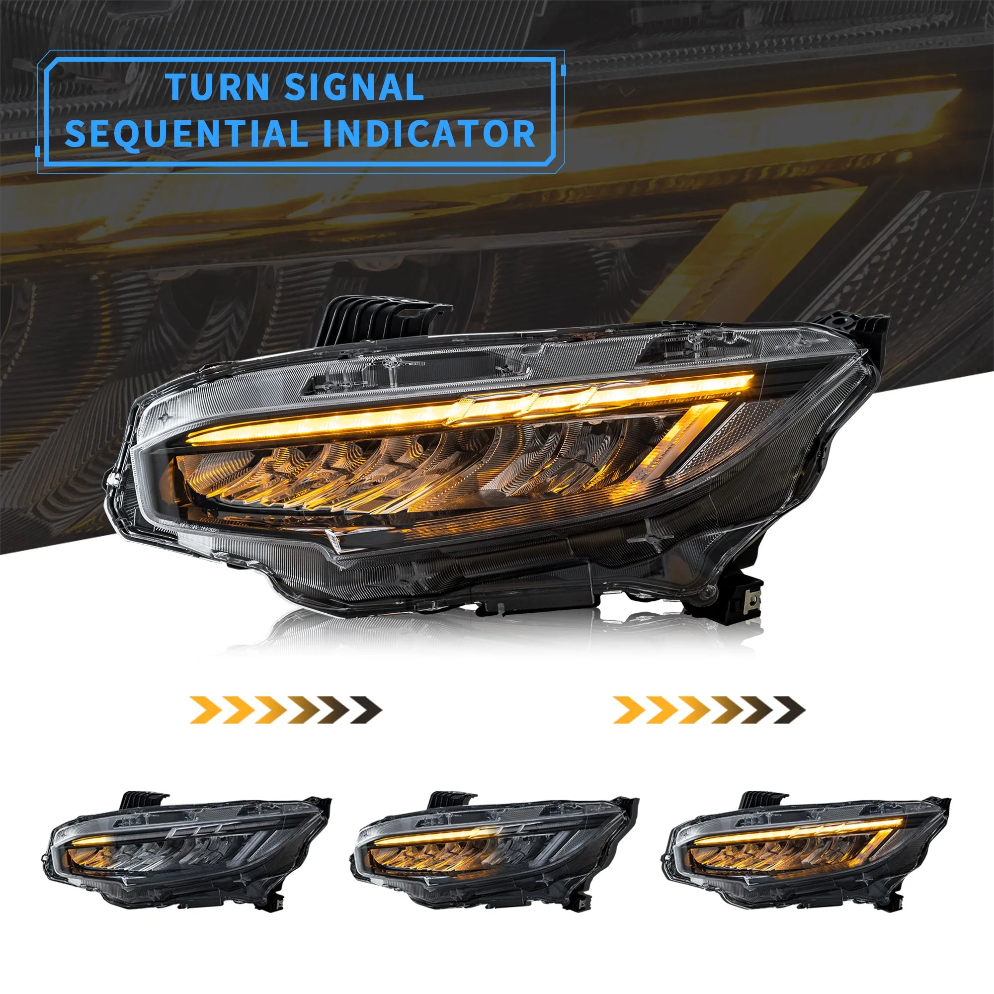 2016 - 2021 Honda Civic Sedan Hatchback Coupe Front Lights LED Headlights