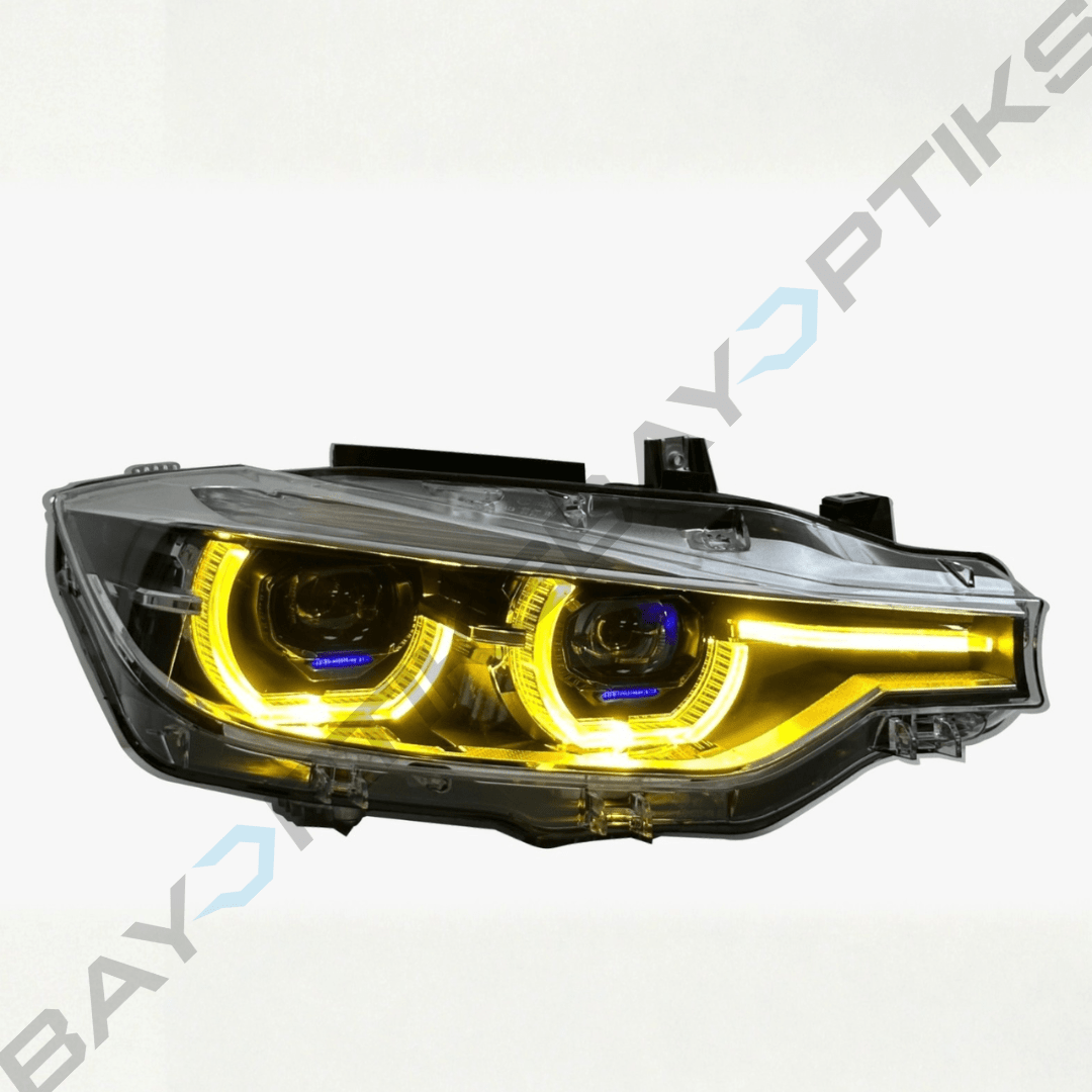 BMW F30 3 Series LCI Style Dual Projector CSL Yellow/White Headlights 2012 - 2019