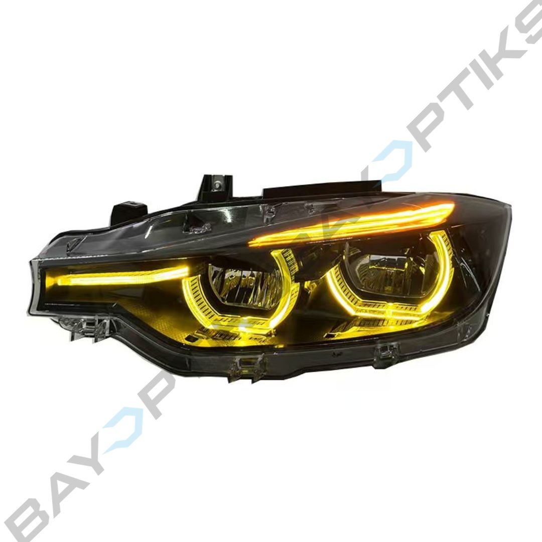 BMW 3 Series F30 Black Shadow Line LCI Style Tri-Color Headlights 2013-2018