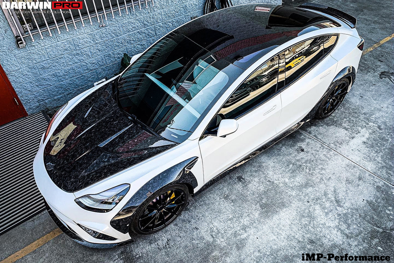 2017 - 2023 Tesla Model 3 IMP Performance Carbon Fiber Side Skirts With Under Board