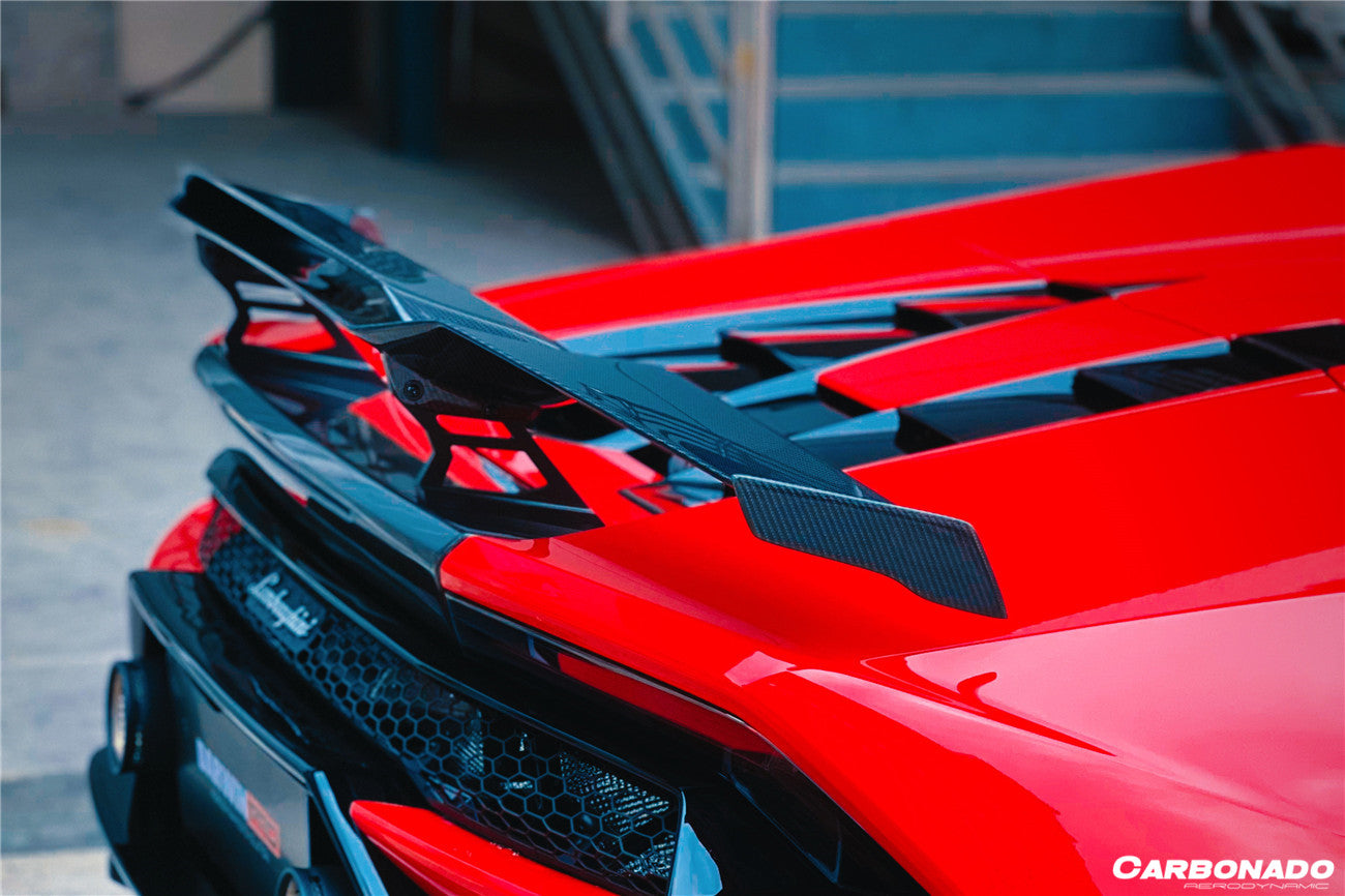 2015 - 2025 Lamborghini Huracan LP610 & LP580 & EVO & Tecnica MD Style Carbon Fiber Trunk Spoiler with Base