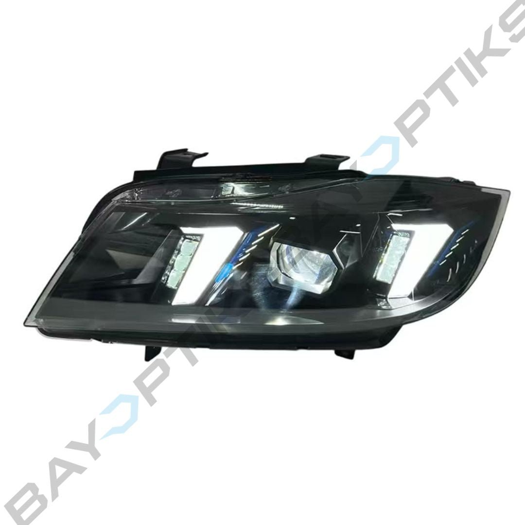 BMW E90 3 Series Snake Eyes Yellow White Amber Tri-Color LED Headlights 2005-2012