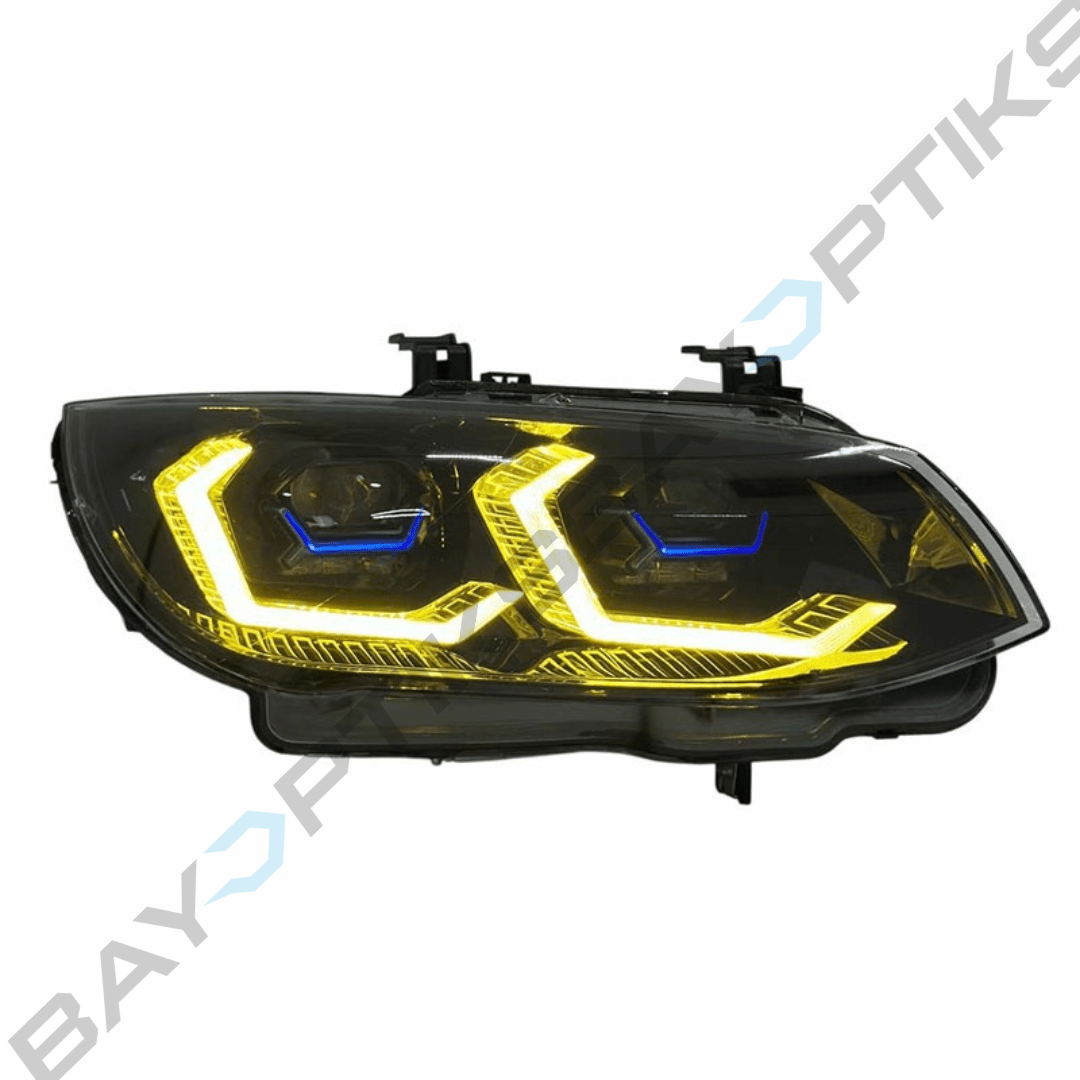 BMW E92 E93 3 Series LCI OSS Yellow White Dual Color Laser Style Headlights 2011-2013