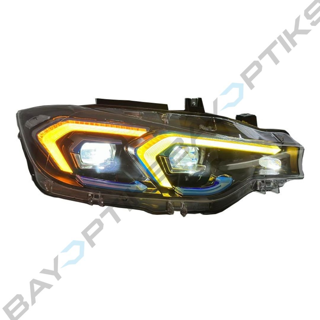 BMW 3 Series F30 Blue Trim CSL Yellow/White Dual Color Headlights 2013-2018
