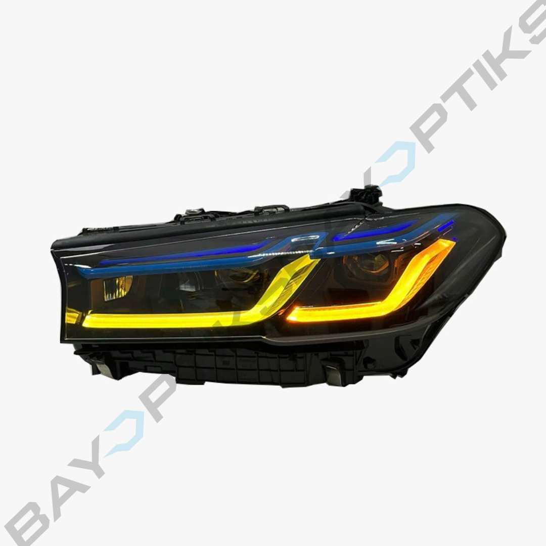BMW 5 Series G30 G38 V3 Smoked Laser Style LED Headlights Yellow/White DRL 2018-2023