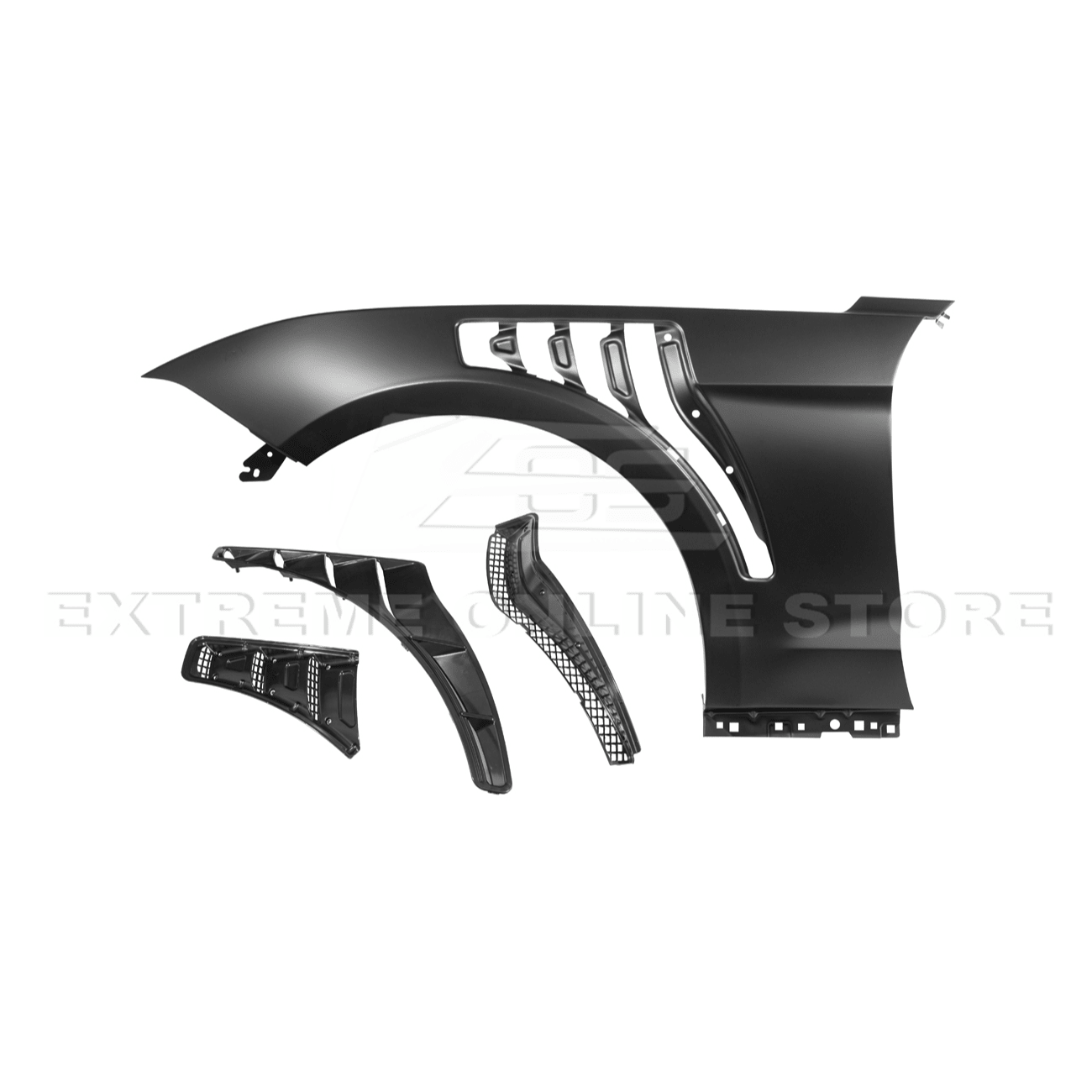Mustang S550 GTD Style Primed Black Front Side Vented Fenders 2018-2023