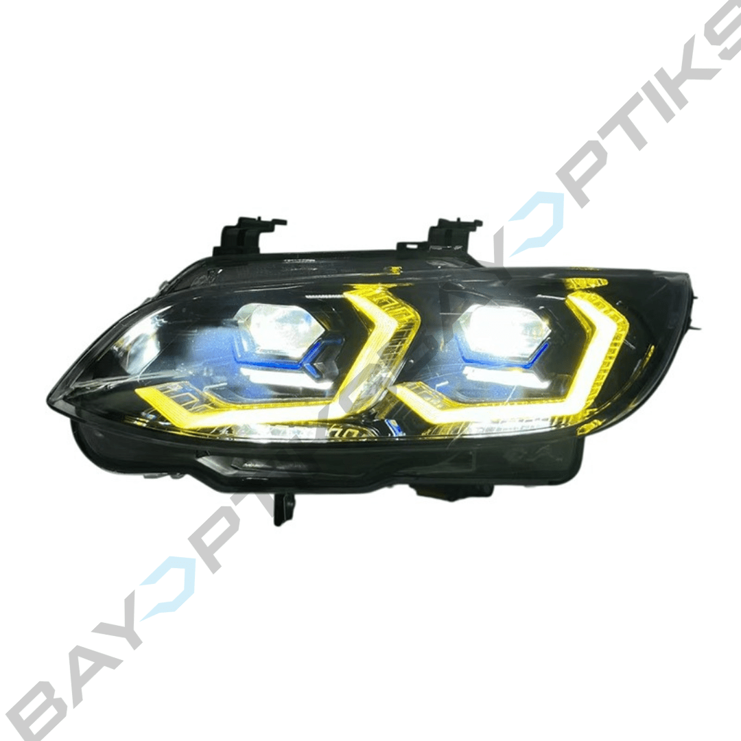 BMW E90 E92 3 Series M3 OSS Yellow White Dual Color Laser Style Headlights 2007-2013
