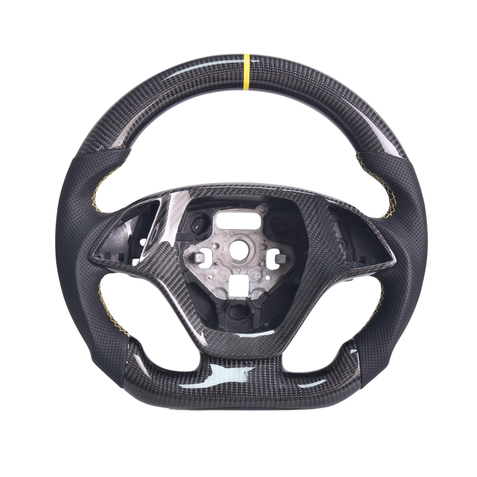 Chevrolet Corvette C7 Carbon Fiber Steering Wheel Black Leather Yellow Stitching 2014-2019
