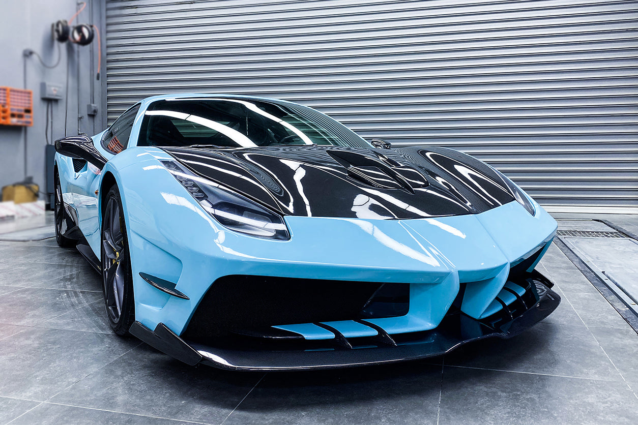 2015 - 2020 Ferrari 488 GTB/Spyder MA Style Partial Carbon Fiber Front Bumper