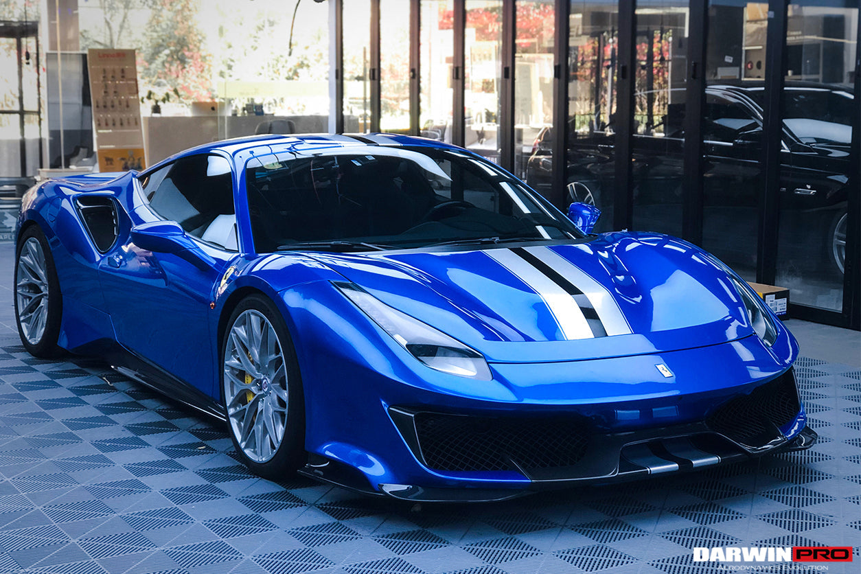 2015 - 2020 Ferrari 488 GTB & Spyder Pista Style Front Bumper Set W/ Hood