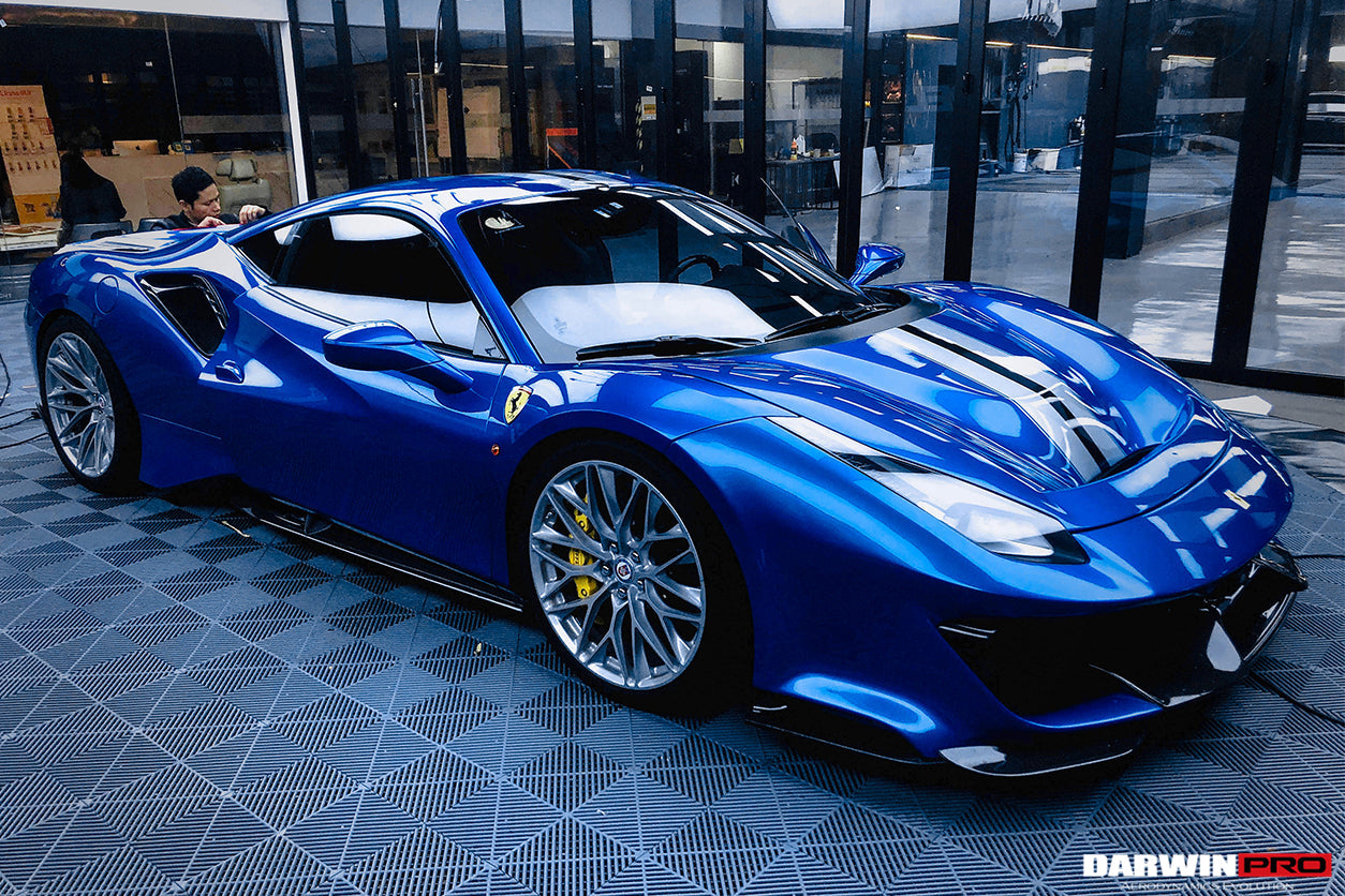 2015 - 2020 Ferrari 488 GTB & Spyder Pista Style Front Bumper Set W/ Hood