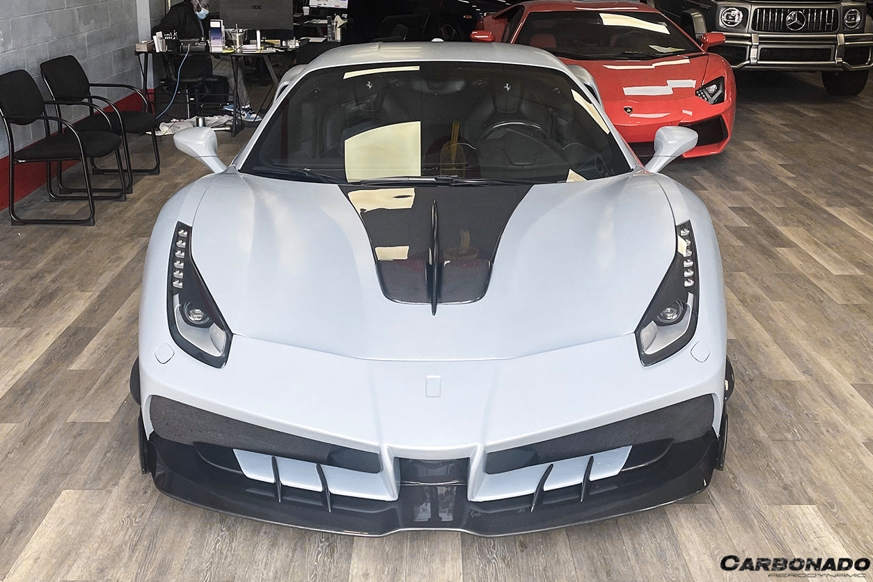 2015 - 2020 Ferrari 488 GTB/Spyder MA Style Partial Carbon Fiber Front Bumper