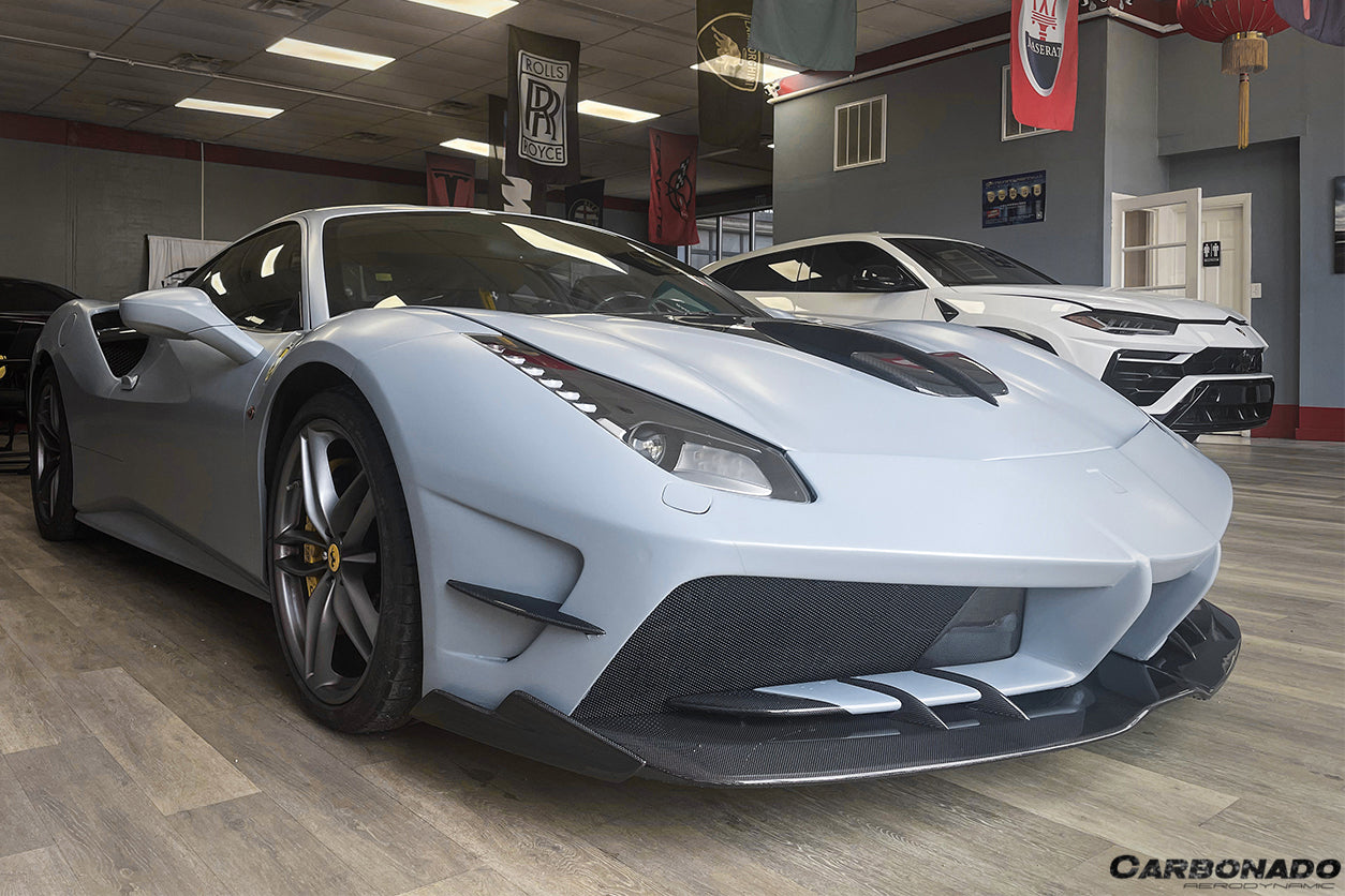2015 - 2020 Ferrari 488 GTB/Spyder MA Style Partial Carbon Fiber Front Bumper