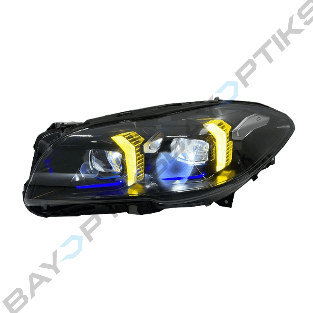 BMW 5 Series F10 Snake Eyes Style Yellow White LED Headlights 2010-2017