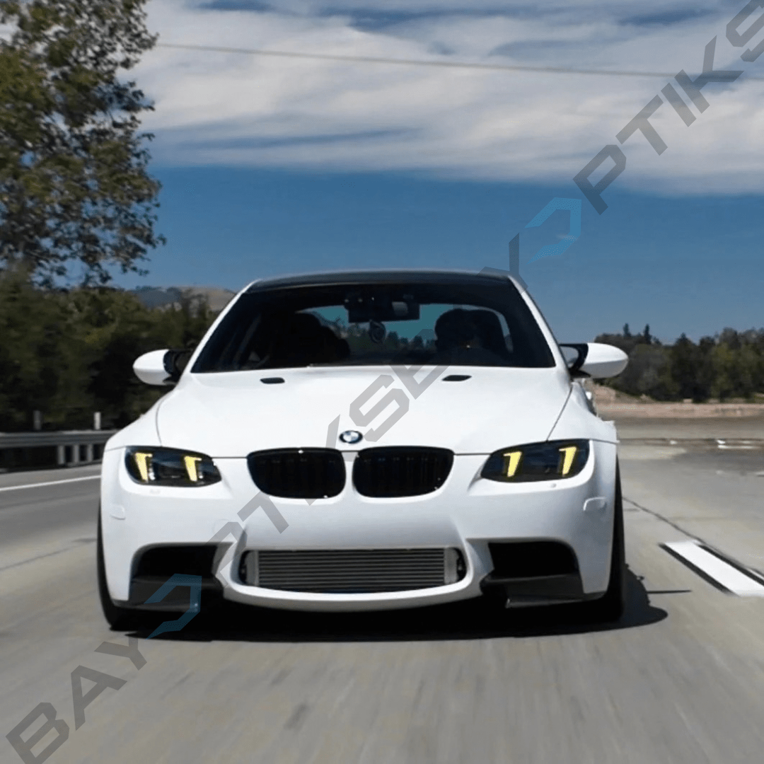 BMW E90 E92 M3 & 3 Series Coupe CSL Yellow/White Snake Eyes Style Headlights 2007–2013