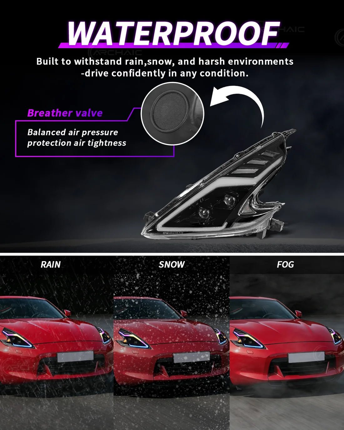 Nissan 370Z Fairlady Z Z34 RGB LED Headlights with App Control 2008-2020