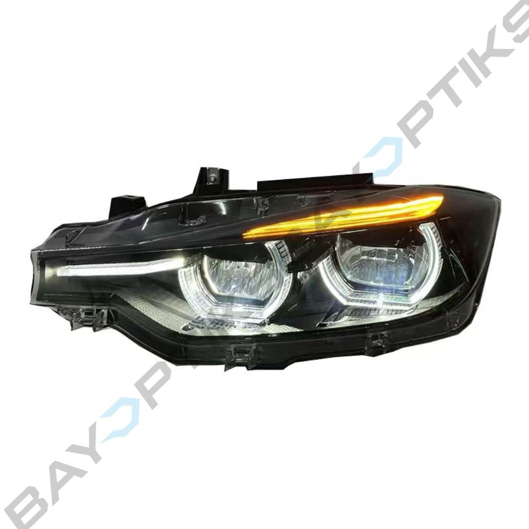 BMW 3 Series F30 Black Shadow Line LCI Style Tri-Color Headlights 2013-2018