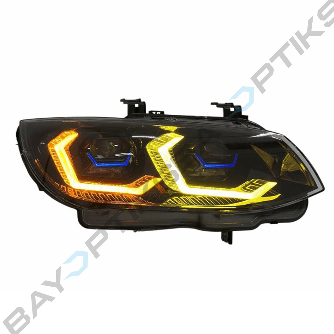 BMW E92 E93 3 Series LCI OSS Yellow White Dual Color Laser Style Headlights 2011-2013