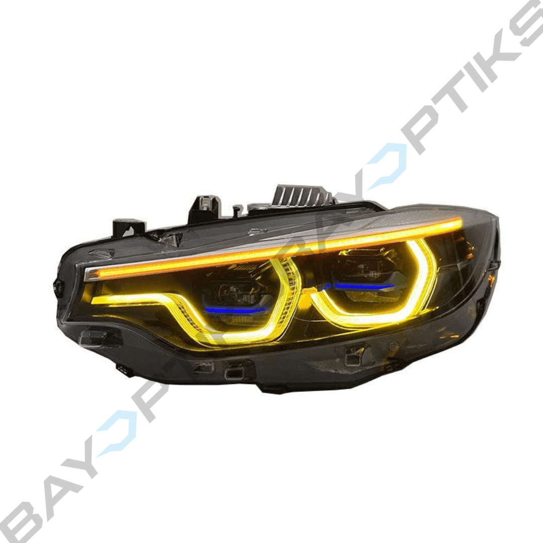 BMW F8X F80 M3 F82 M4 Dual Projector Ikon Style Tri Color CSL Yellow/White/Amber Headlights 2014 - 2020