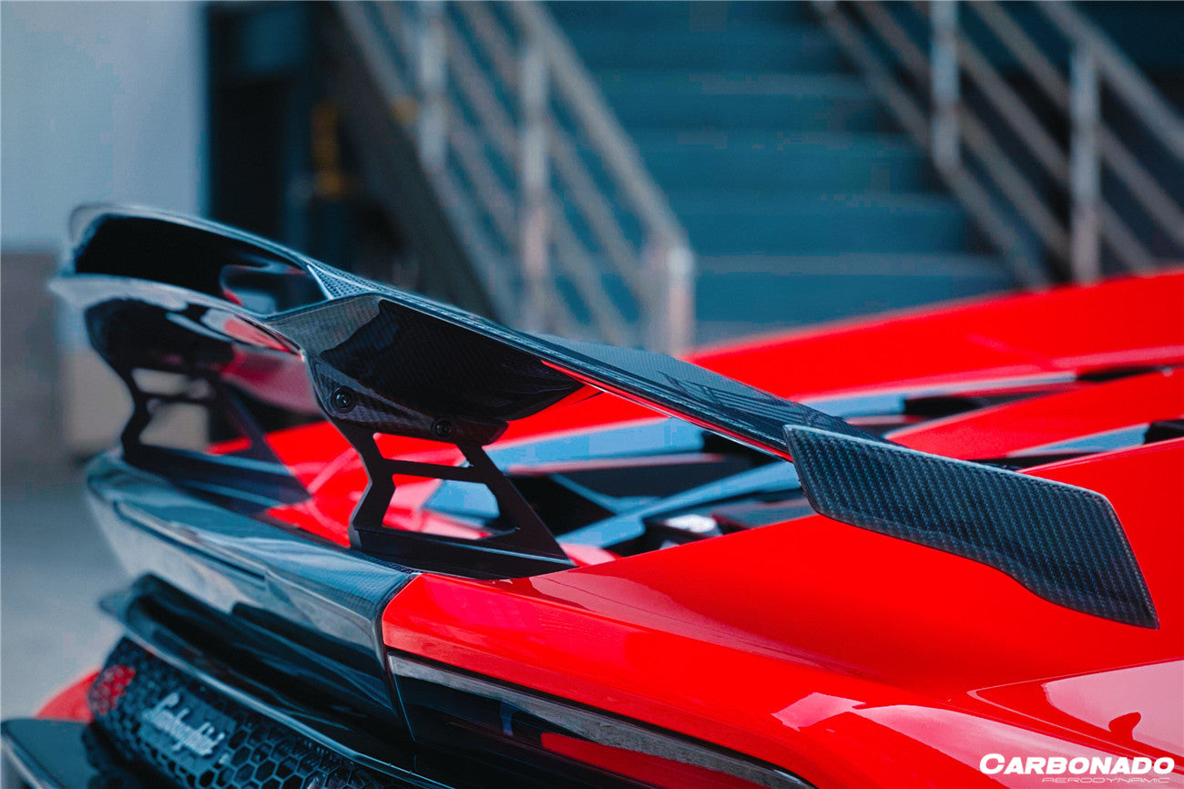 2015 - 2025 Lamborghini Huracan LP610 & LP580 & EVO & Tecnica MD Style Carbon Fiber Trunk Spoiler with Base