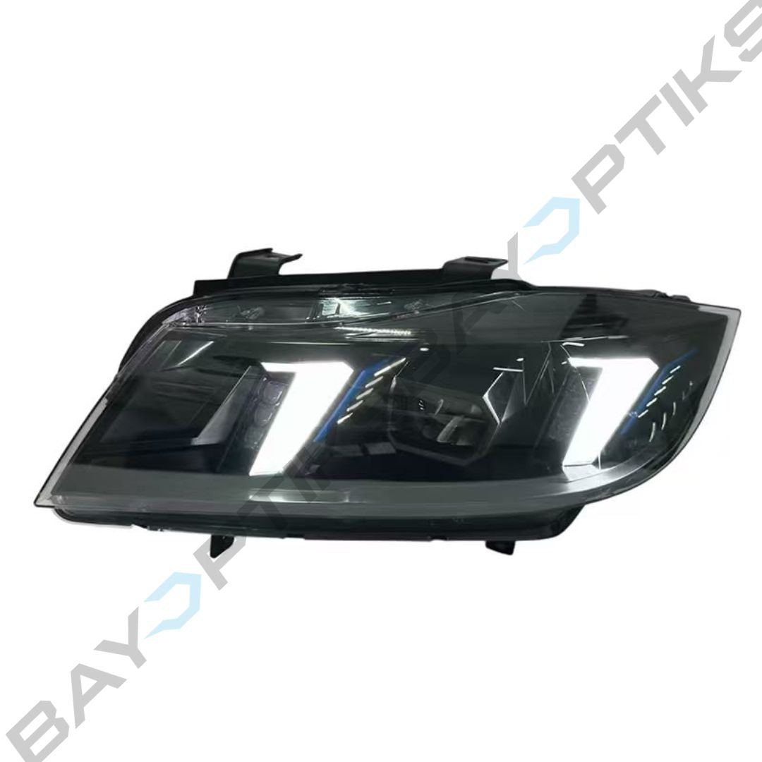 BMW E90 3 Series Snake Eyes Yellow White Amber Tri-Color LED Headlights 2005-2012