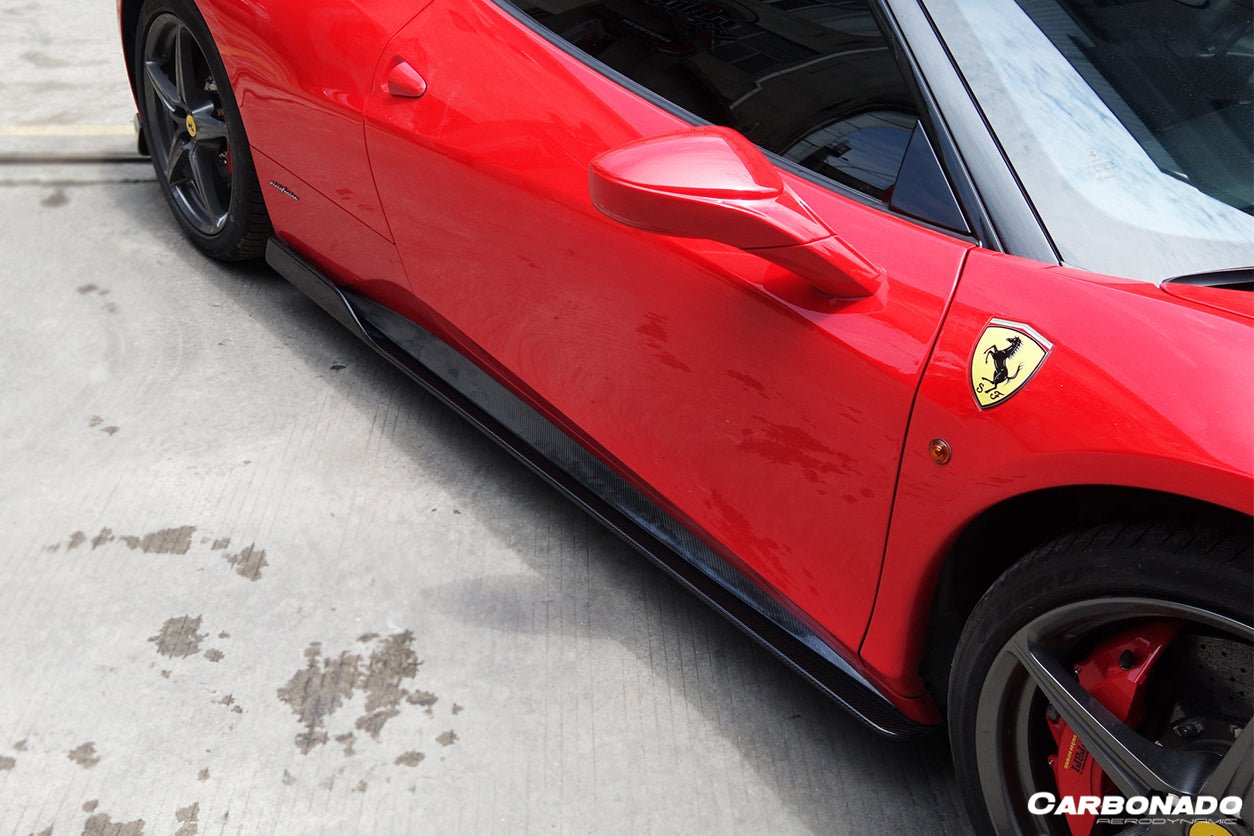 2010 - 2015 Ferrari 458 Coupe & Spyder AV Style Carbon Fiber Side Skirts Under Board
