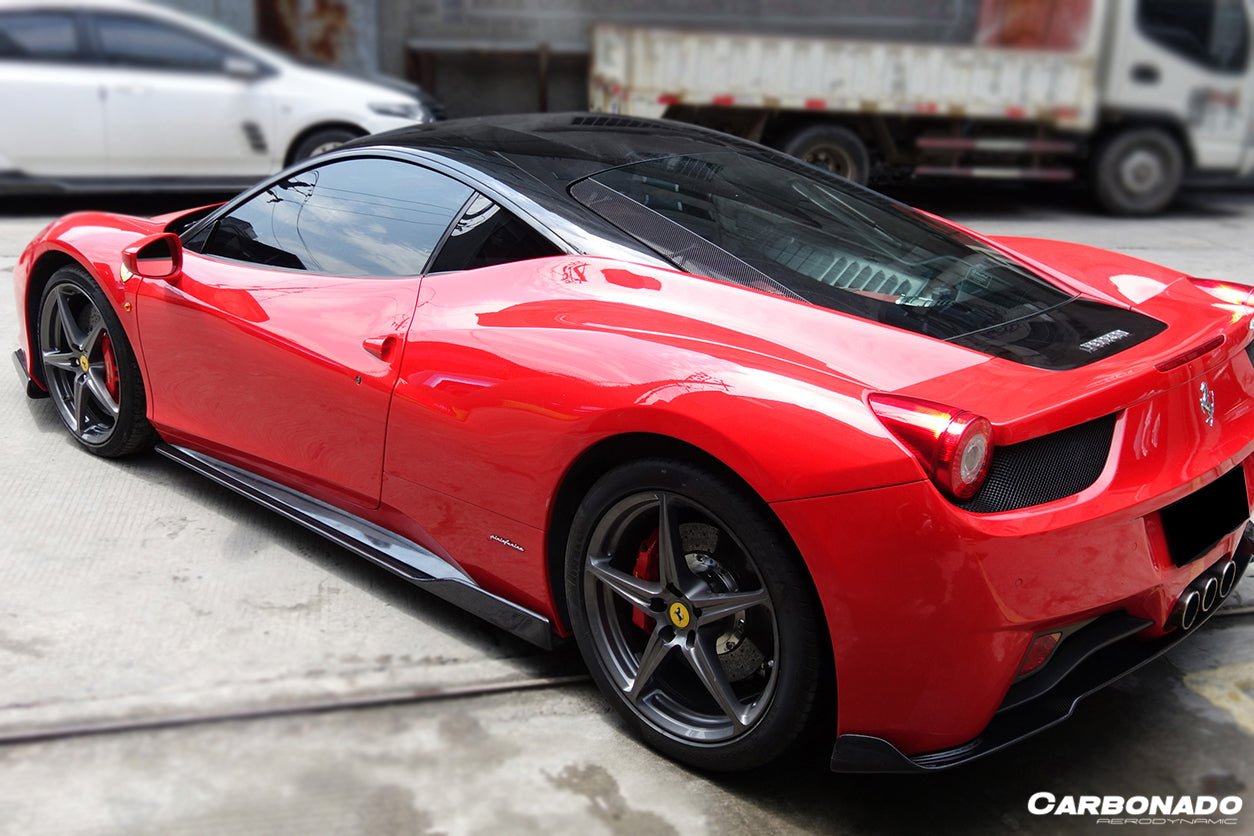 2010 - 2015 Ferrari 458 Coupe & Spyder AV Style Carbon Fiber Side Skirts Under Board