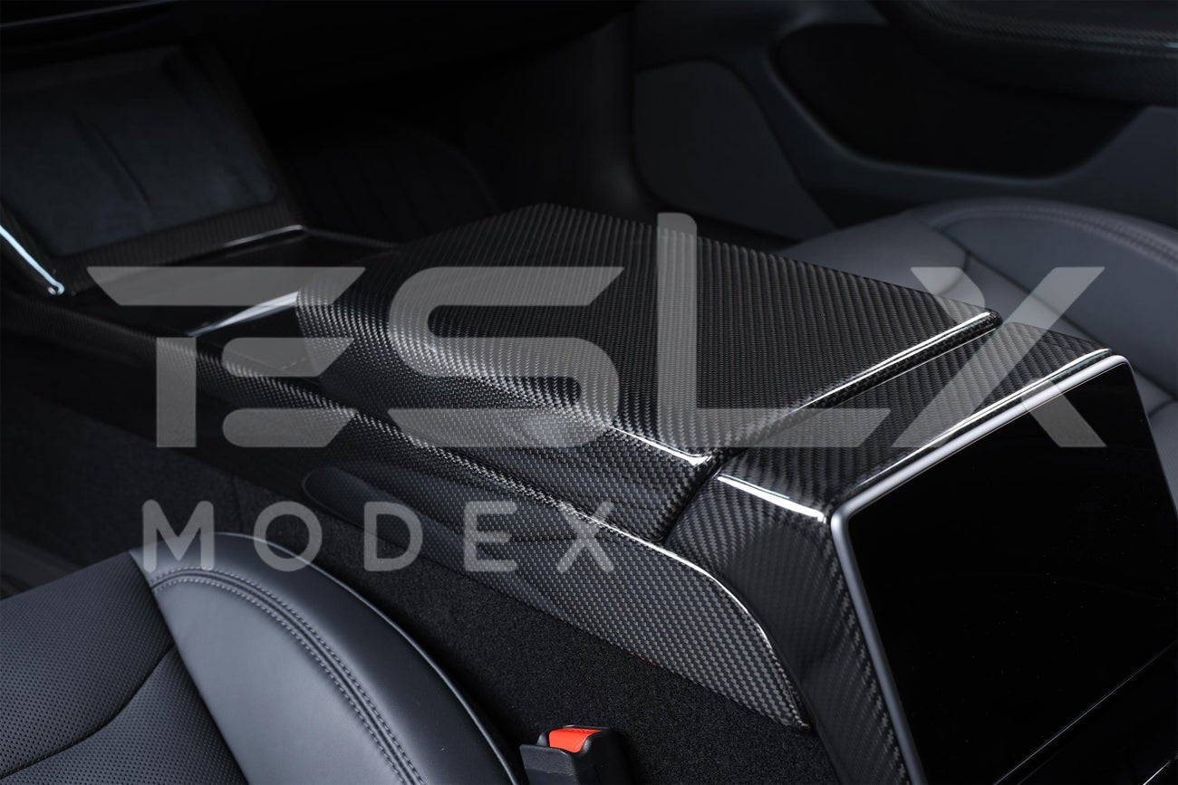 Tesla Model 3 Model Y Carbon Fiber Interior Center Armrest Cover 2020-Up