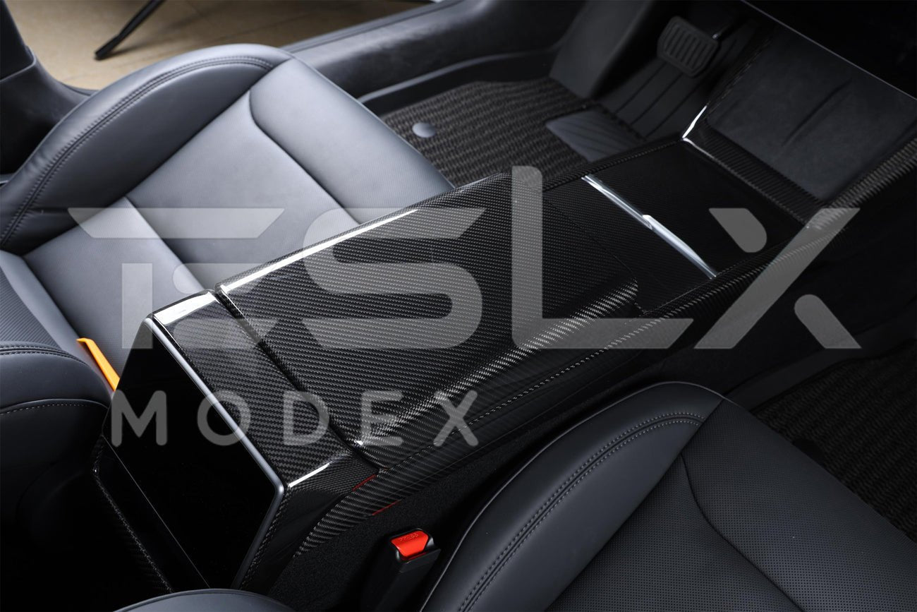 Tesla Model 3 Model Y Carbon Fiber Interior Center Armrest Cover 2020-Up