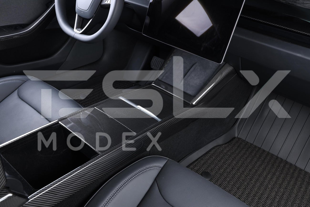 Tesla Model 3 Highland / Model Y Carbon Fiber Interior Central Storage Box Cover 2024-Up
