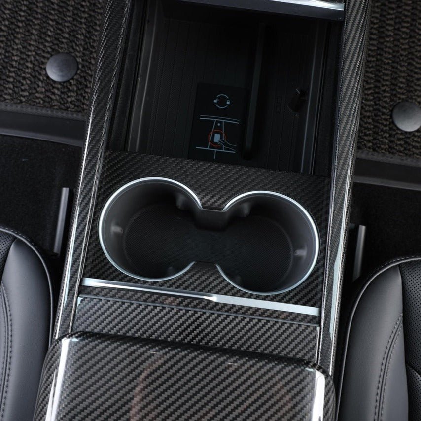 Tesla Model 3 Highland / Model Y Carbon Fiber Interior Water Cup Frame 2024-Up