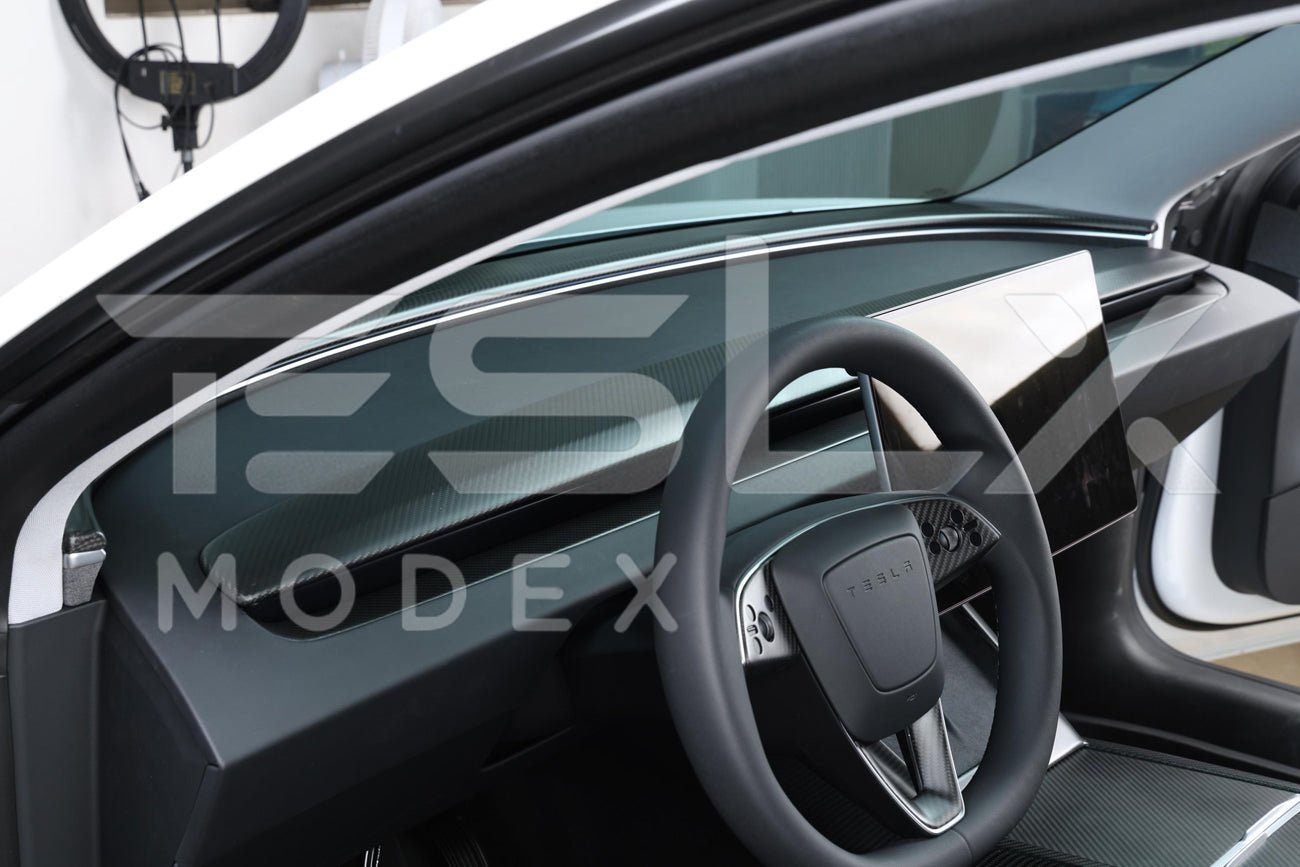 Tesla Model 3 Highland / Model Y Carbon Fiber Interior Front Dashboard Cover 2024-Up