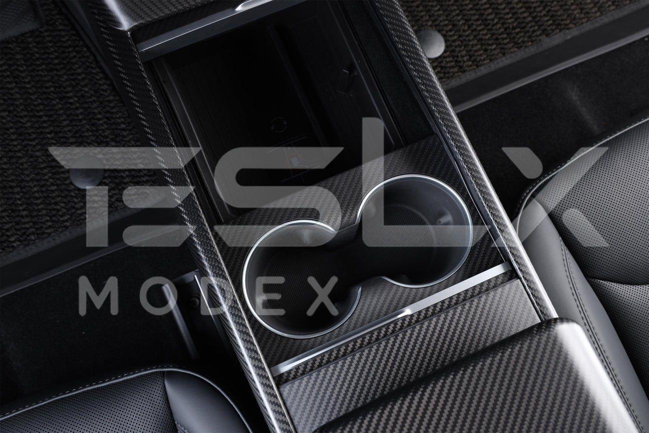 Tesla Model 3 Highland / Model Y Carbon Fiber Interior Water Cup Frame 2024-Up