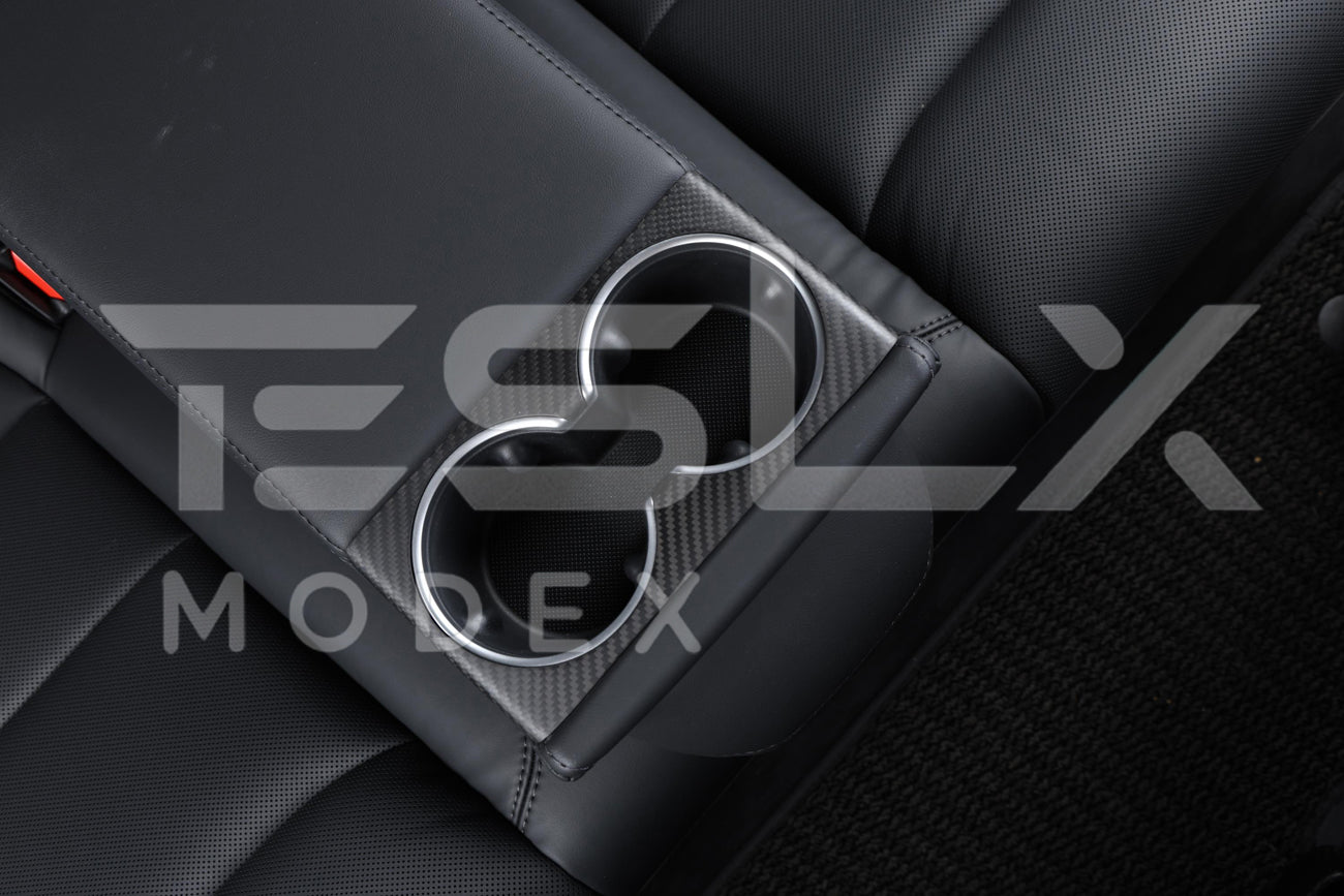 Tesla Model 3 Highland / Model Y Carbon Fiber Interior Water Cup Frame 2024-Up